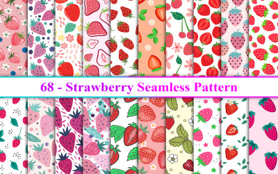 Jordgubbe sömlösa mönster, jordgubbsbakgrund