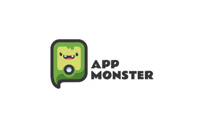 Logo kreskówka maskotka potwora aplikacji