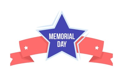 Stjärna och rand för American Memorial day semi platt färg vektorobjekt
