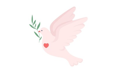 Peace duva semi platt färg vektor karaktär
