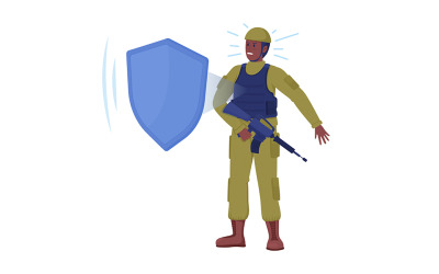 Soldier in body armour semi flat color vector character