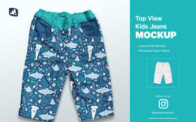 Top View Kid&amp;#39;s Jeans Mockup
