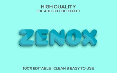 Zenox | Stile di testo 3D Zenox Cartoon Psd | Zenox effetto testo modificabile | Stile moderno dei caratteri Zenox Psd