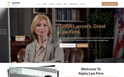 Alpha - HTML5-Zielseitenvorlage für Anwaltskanzleien