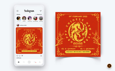 Diseño de publicación en redes sociales de celebración de año nuevo chino-11