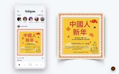 Diseño de publicación en redes sociales de celebración del año nuevo chino-09