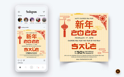 Diseño de publicación en redes sociales de celebración del año nuevo chino-16