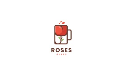 Einfaches Maskottchen-Logo aus Rosenglas
