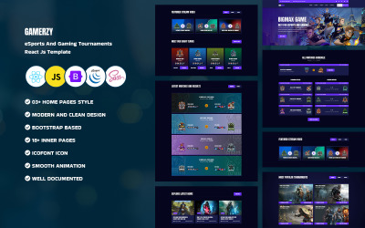 Gamerzy – шаблон React Js для кіберспорту та ігор