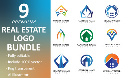 Immobilien-und-Haus-Gebäude-Vektor-Logo-Bundle-Vorlage