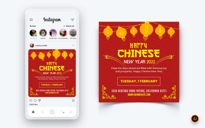 Kinesiskt nyårsfirande Sociala medier Post Design-05
