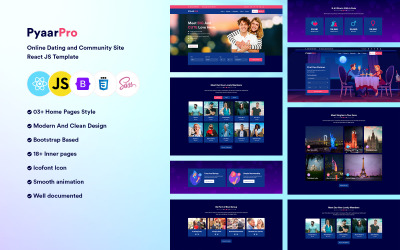 Pyaarpro - Šablona webových stránek pro seznamování a reakce komunity