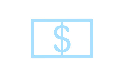 Blauwe bankbiljet silhouet semi egale kleur vectorelement