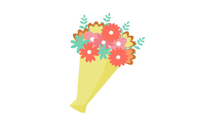 Bouquet de fleurs sauvages objet vectoriel de couleur semi-plat