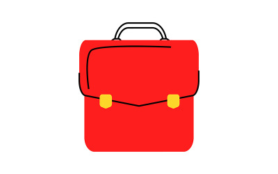 Červený školní batoh semi plochý barevný vektorový objekt