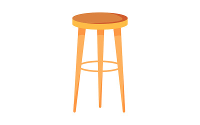 Dřevěná barová stolička poloplochý barevný vektorový objekt