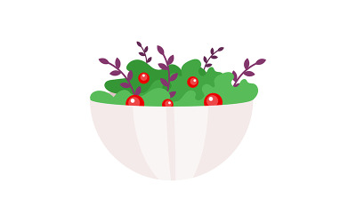 Ensalada verde con tomates objeto de vector de color semi plano