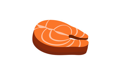 Fatia de objeto de vetor de cor semi plana de peixe salmão