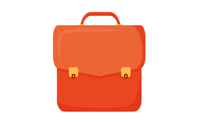 Красный кожаный портфель полуплоский цветной векторный объект