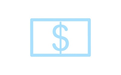 Mavi banknot siluet yarı düz renk vektör öğesi