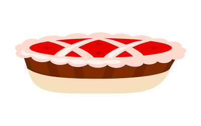 Objet vectoriel de couleur semi-plat tarte aux canneberges