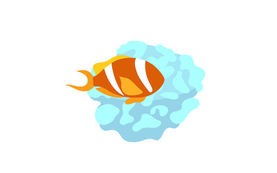 Pesce pagliaccio che vive in un oggetto vettore di colore semi piatto della barriera corallina