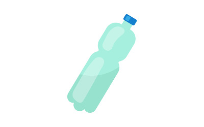 Пластиковая бутылка полуплоский цветной векторный объект