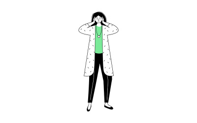 Young woman with auditory overload semi flat color vector character
