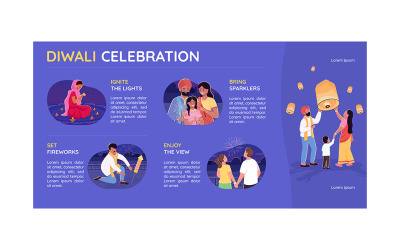 Diwali ünneplés lapos színes vektor infographic sablon