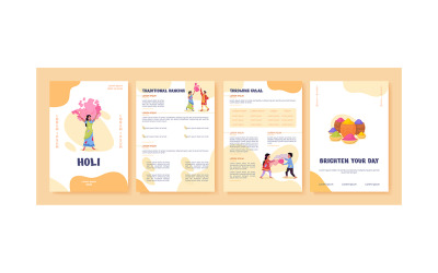 Modello di brochure vettoriale piatto Holi