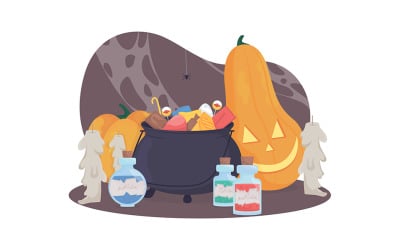 Composición de Halloween 2D vector ilustración aislada