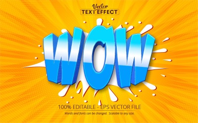 Wow - Effet de texte modifiable, style de texte de dessin animé, illustration graphique