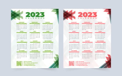 2023 éves naptár tervezési vektor