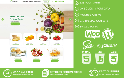 Organice – Bioélelmiszer-áruház WooCommerce WordPress Store