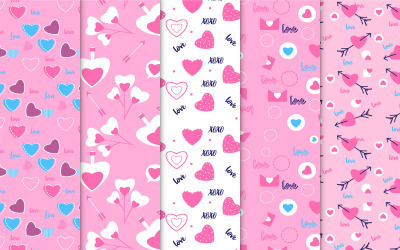 Paquete de patrones de amor con fondo rosa