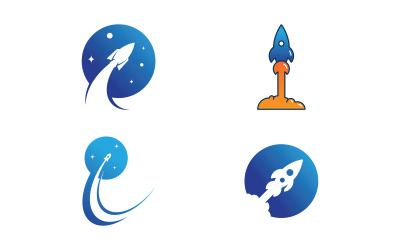 Cohete Plantilla Vector Icono Ilustración Diseño V6