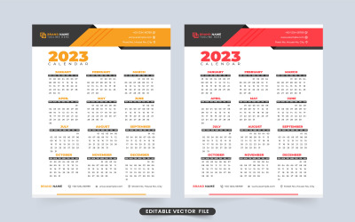 Vecteur de modèle de calendrier du nouvel an 2023