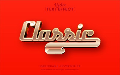 Clásico: efecto de texto editable, estilo de texto dorado de automóvil clásico, ilustración gráfica