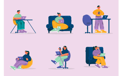 Mensen werken vanuit kantoor Illustratie