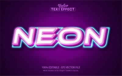 Neon - Bearbeitbarer Texteffekt, Neonlicht-Textstil, Grafikillustration
