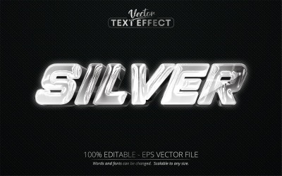 Silver - redigerbar texteffekt, metallisk blank silvertextstil, grafikillustration