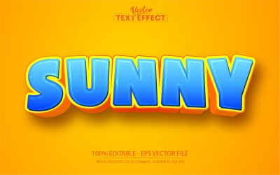 Sunny: efecto de texto editable, estilo de texto de dibujos animados, ilustración gráfica