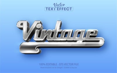 Vintage - Effet de texte modifiable, style de texte argenté de voiture classique, illustration graphique