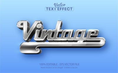 Вінтаж - текстовий ефект, який можна редагувати, класичний автомобільний сріблястий стиль тексту, графічна ілюстрація