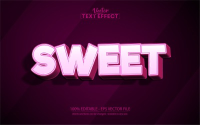 Dolce - Effetto testo modificabile, stile testo fumetto e fumetto rosa, illustrazione grafica