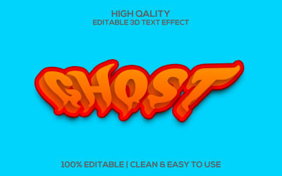 fantasma | Stile testo fantasma 3D | Effetto testo Psd modificabile fantasma | Modello moderno di stile del carattere di Ghost Psd