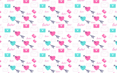 Modello di amore carino con forme di cuore