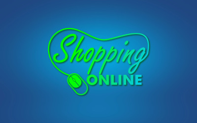 Modelo de tema verde para loja online e design de logotipo de compras