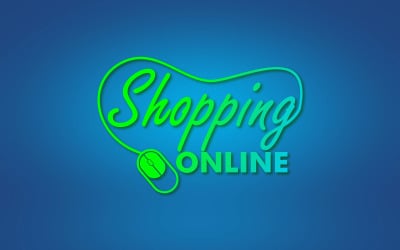 Negozio online e shopping Logo Design modello a tema verde