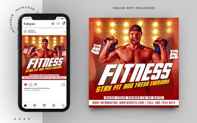 Fitnesz és edzőterem közösségi média Instagram-bejegyzés-szalaghirdetés-sablon